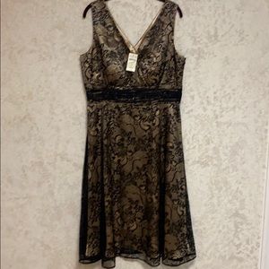 NWT sz. 16 Coldwater Creek Black & Gold lace dress